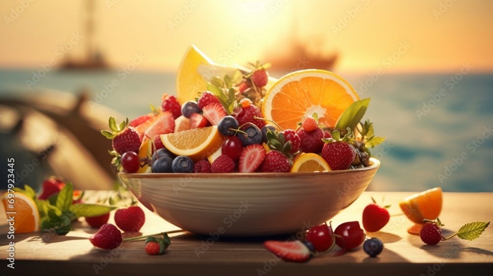 Dessert Paradise: A delightful display of tropical paradise in a bowl, Dessert Paradise: A delightful display of tropical paradise in a bowl,