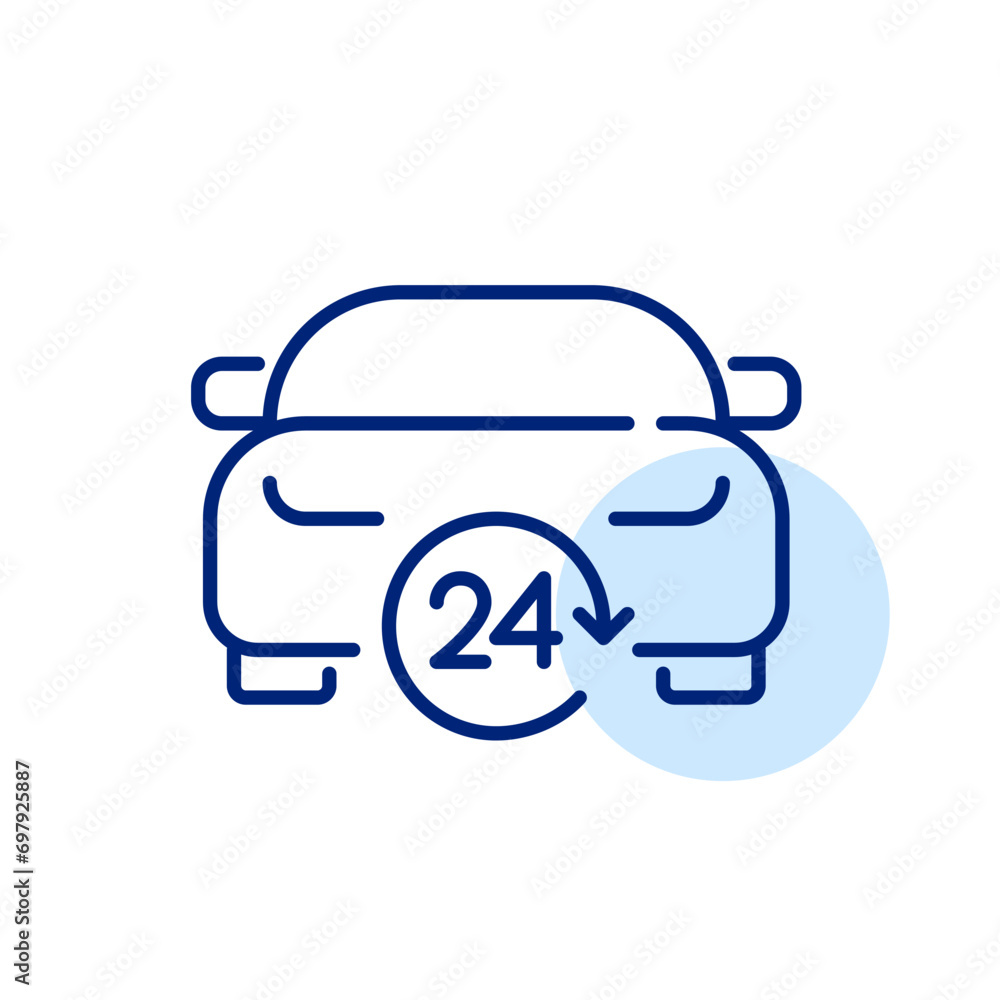 24 hour car repair services. Pixel perfect, editable stroke icon 24 hour car repair services. Pixel perfect, editable stroke icon