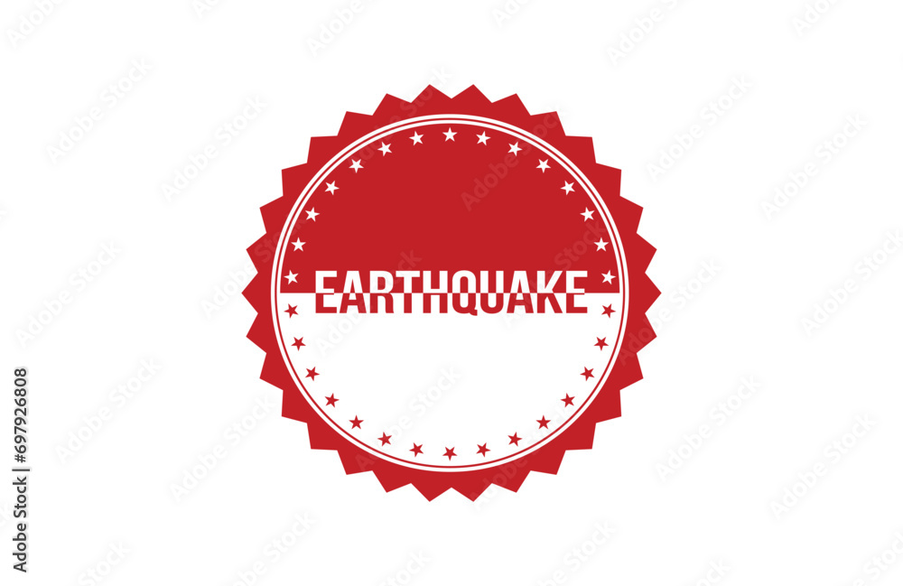 Earthquake red ribbon label banner. Open available now sign or Earthquake tag. Earthquake red ribbon label banner. Open available now sign or Earthquake tag.