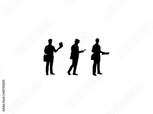 postman silhouette. postman vector design and illustration. set of postman isolated white background.