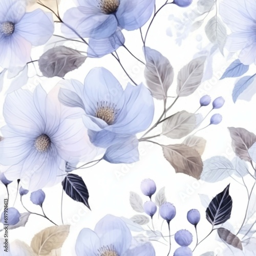 Wallpaper Mural Flowers watercolor illustration.Manual composition.Seamless pattern.Design for cover, fabric, textile, wrapping paper. generative ai. Torontodigital.ca