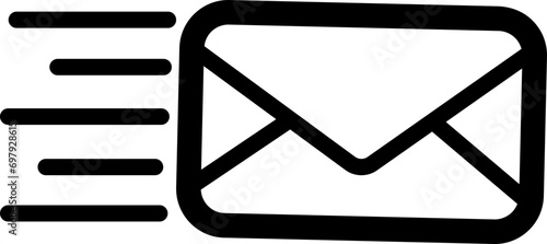 Mail icon. Email, post, envelope isolated transparent background. Vector in black linear flat design, adapted e-mail icon for web, web site and mobile app. message envelope pictogram editable stock.