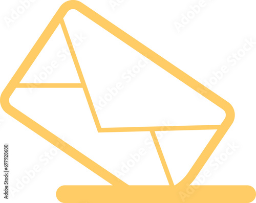Mail icon. Email, post, envelope isolated transparent background. Vector in yellow linear flat design, adapted e-mail icon for web, web site and mobile app. message envelope pictogram editable stock.