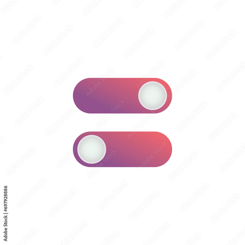 Flat on and off buttons icon symbol vector Illustration. Flat on and off buttons icon symbol vector Illustration.