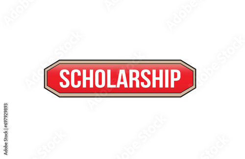 Red banner Scholarship on white background.