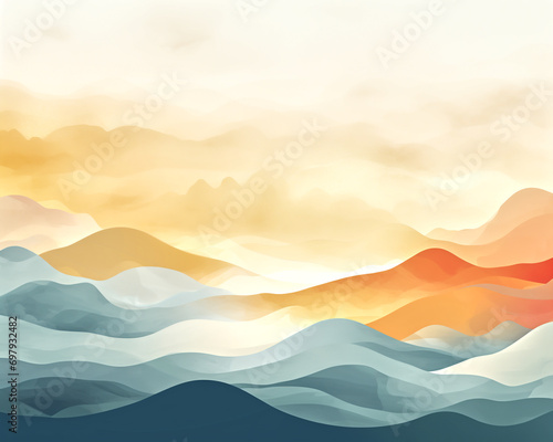 Landscape Serenity, abstract illustration, Sunset Serenity
