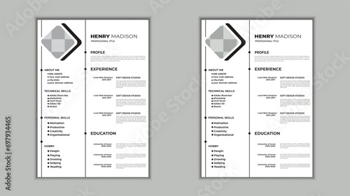  Modern Resume Indesign. Minimalist resume cv template. photo