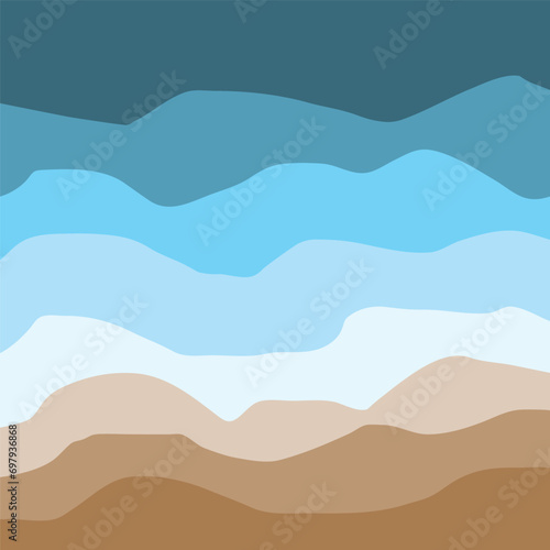 Water Wave Background Design, Abstract Vector Blue Ocean Walpaper Template © Arya19