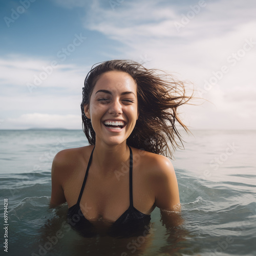 Woman swimming on vacation