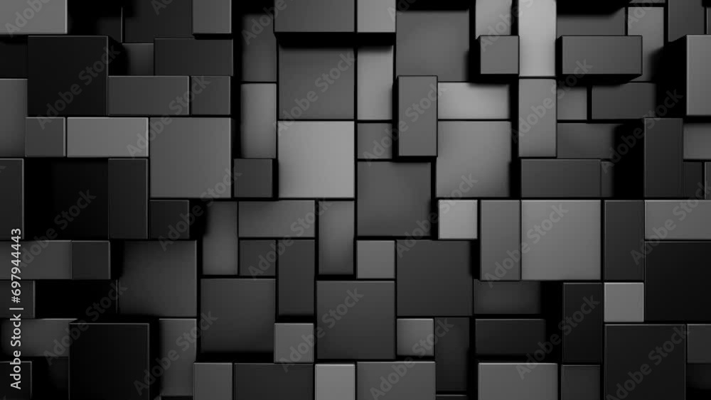 Background of Boxes. Abstract motion, loop, two color, 3d rendering, 4k resolution
Background of Boxes. Abstract motion, loop, two color, 3d rendering, 4k resolution