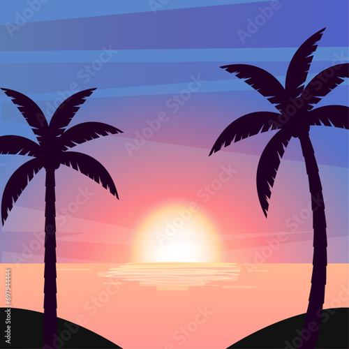 Fototapeta Naklejka Na Ścianę i Meble -  gradient beach sunset landscape background