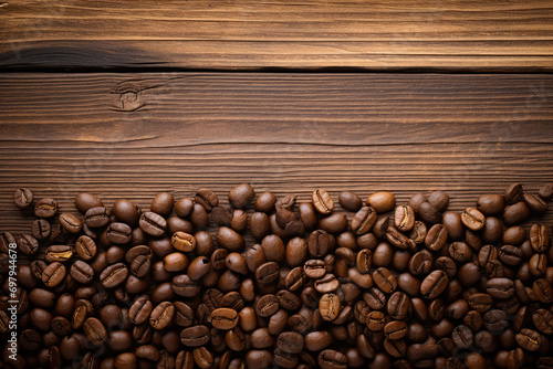 coffee beans on wooden background © 天健 陈
