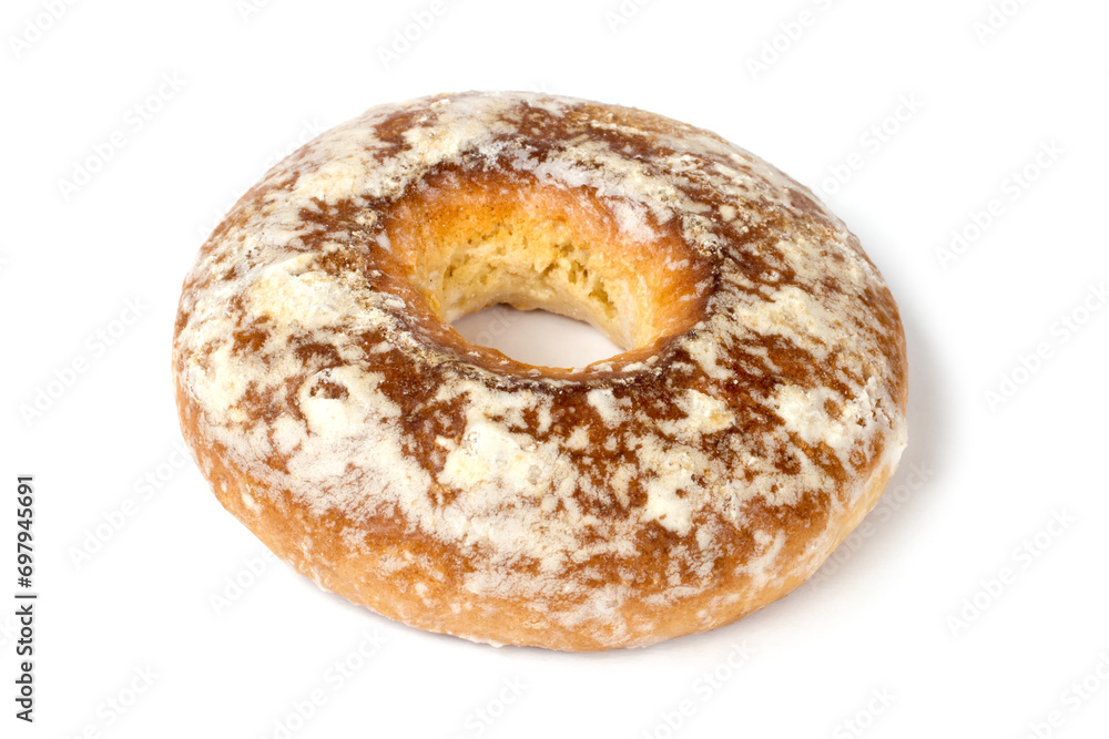 Ring-shaped gingerbread with a hole on a white background. Cookies with icing. Ring-shaped gingerbread with a hole on a white background. Cookies with icing.