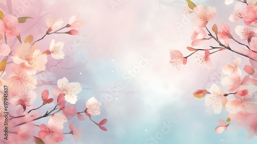 Spring background watercolor illustration soft and pastel color use for invitation or banner AI Image Generative