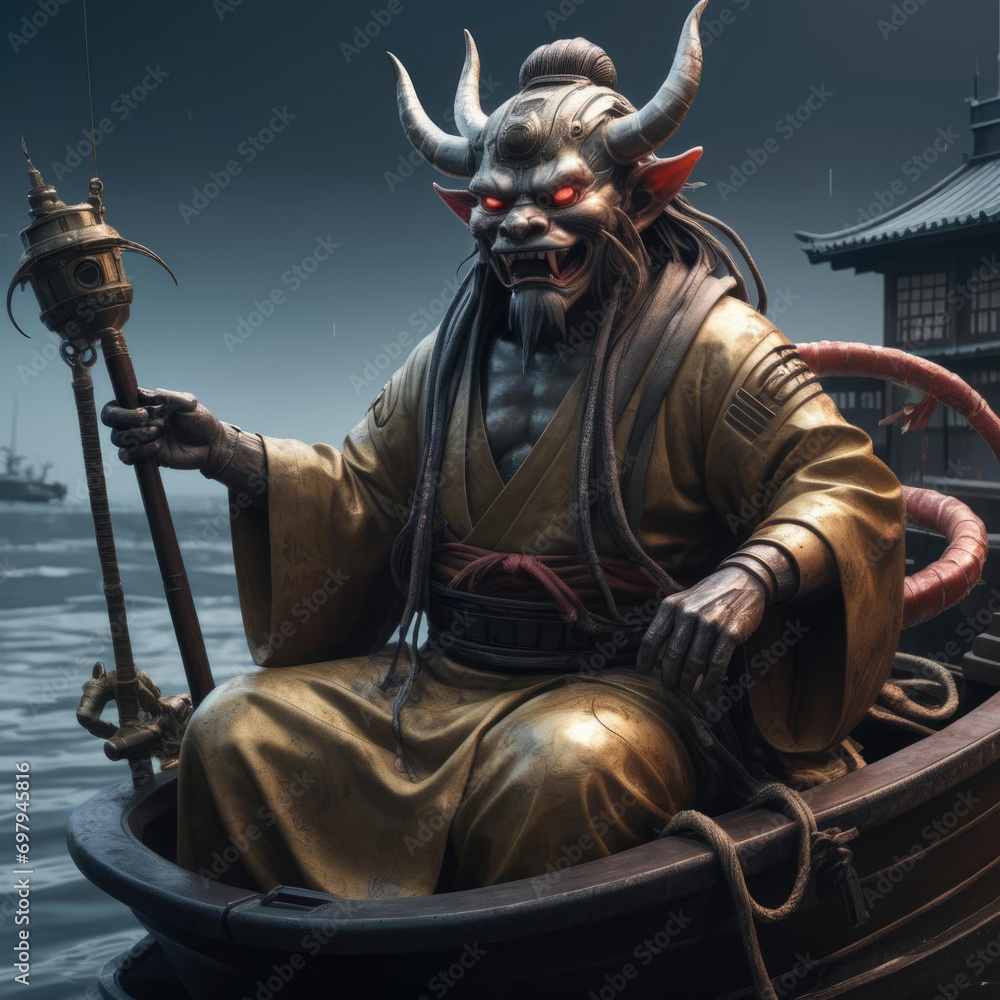 Ebisu the God of Fishermen Traditional Japanese deity in modern