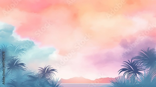 Summer background watercolor illustration soft and pastel color with copy space AI Image Generative