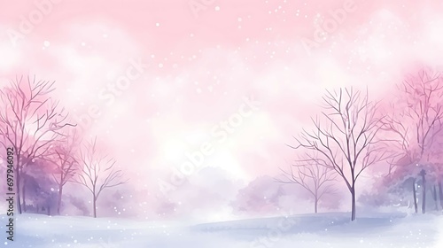 Winter background watercolor illustration soft and pastel color with copy space AI Image Generative © Anditya