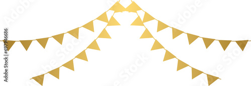 Golden bunting flags, gold garlands, heart shape	
 photo