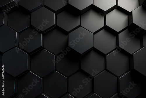 Abstract black background with hexagons. photo