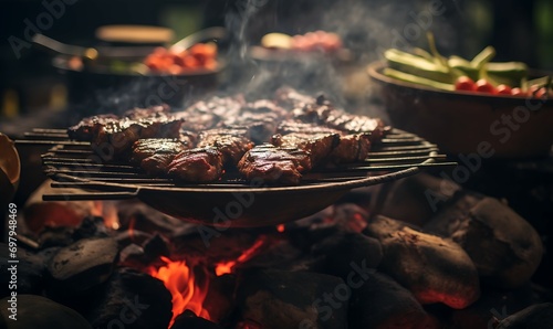 Sate Indonesian food Barbeque grill, photo product close up AI Image Generative