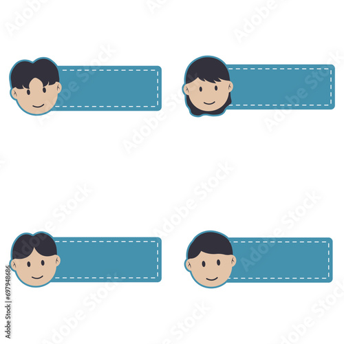 Collection of Cute Label Name Tag. Isolated On White Background. Vector Illustration.