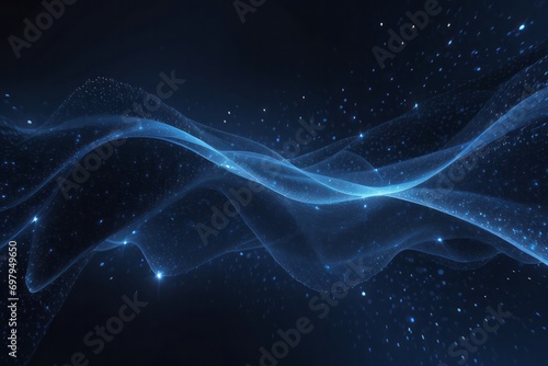 Abstract dark blue digital background with sparkling blue light particles