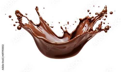 Chocolate splash isolated on white background, graphics resource advertisement