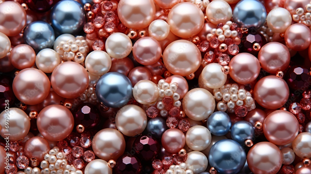 A dazzling display of exquisite beadwork, featuring a collection of vibrant pearls that add a touch of elegance and glamour to any fashion accessory A dazzling display of exquisite beadwork, featuring a collection of vibrant pearls that add a touch of elegance and glamour to any fashion accessory