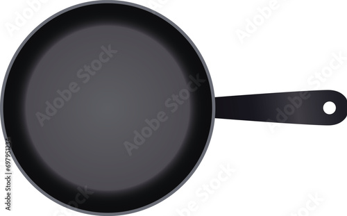 Black frying pan design. Cooking frying pan vector design.