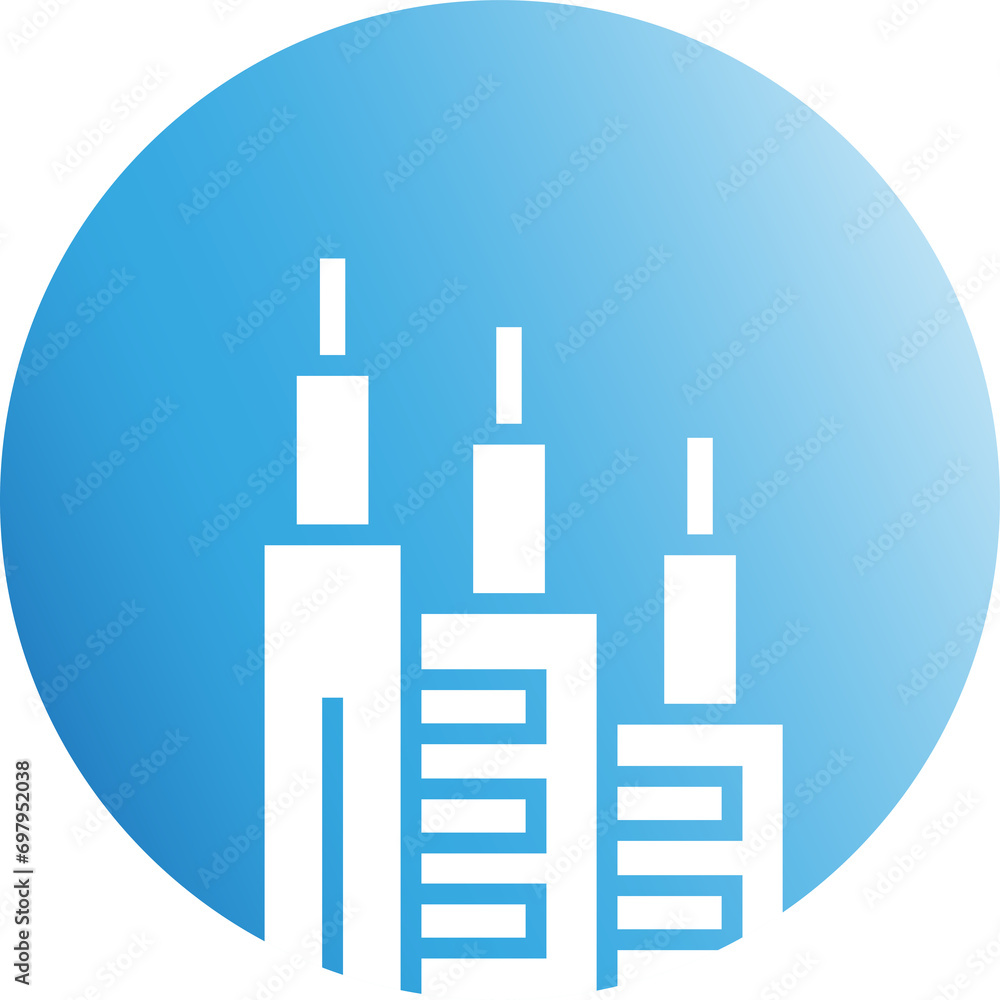 Obraz premium Office Tower in Circle Button 