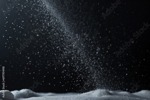 Falling Snow down on the black background