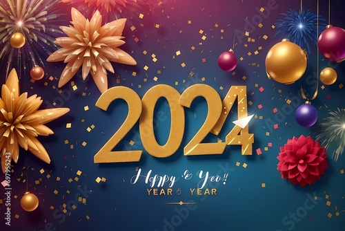 "2024 New Year Celebration: Vibrant and Joyful Wishes in Professional Stock Photos Collection"