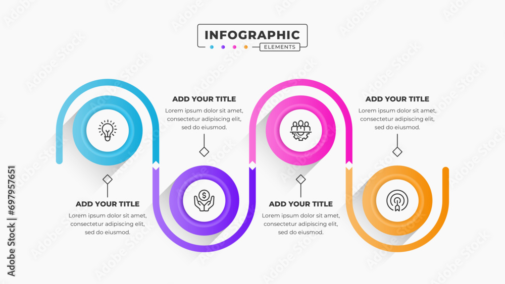 Fototapeta premium Vector business process infographic design template with 4 steps or options