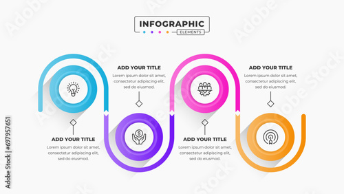 Vector business process infographic design template with 4 steps or options