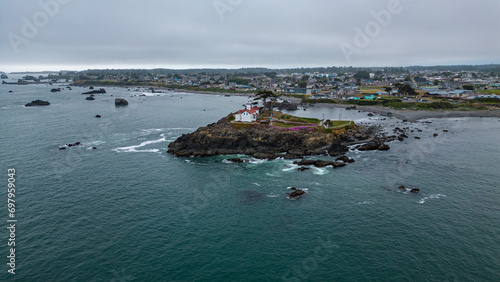 Aerial view at Battery Point Lighthouse and Museum\Crescent City Lighthouse