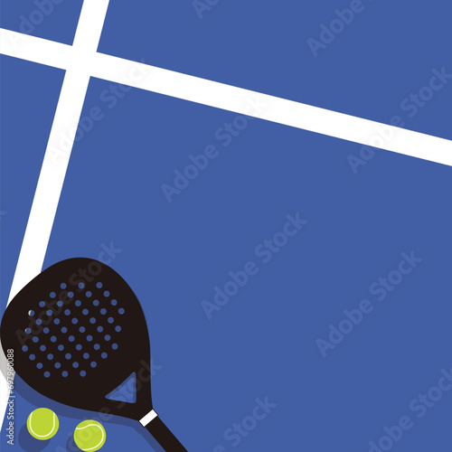 Padel racket ball court background template design vector