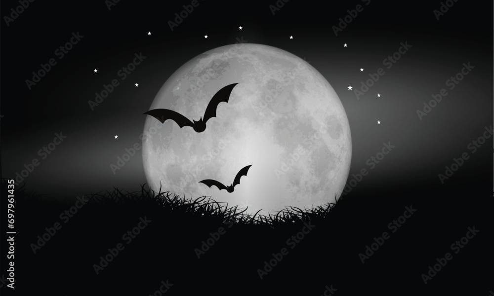 Spooky background Free Vector moon Illustration beautiful wallpaper