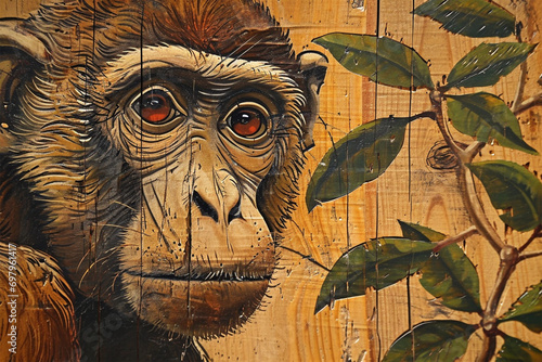 wall painting depicting a monkey photo