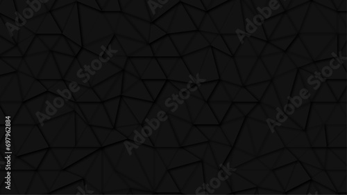 Fototapeta Naklejka Na Ścianę i Meble -  Abstract low poly background of triangles in black colors. abstract 3d texture vector black triangle pattern background, grunge surface-illustration wallpaper.