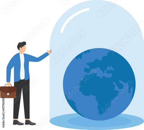 ESG, Environmental, social and corporate governance, protect the world or sustainability and responsibility concept, people corporate men together help protect the wold.

