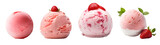 Strawberry Ice Cream Ball isolated on transparent background, png, Generative Ai