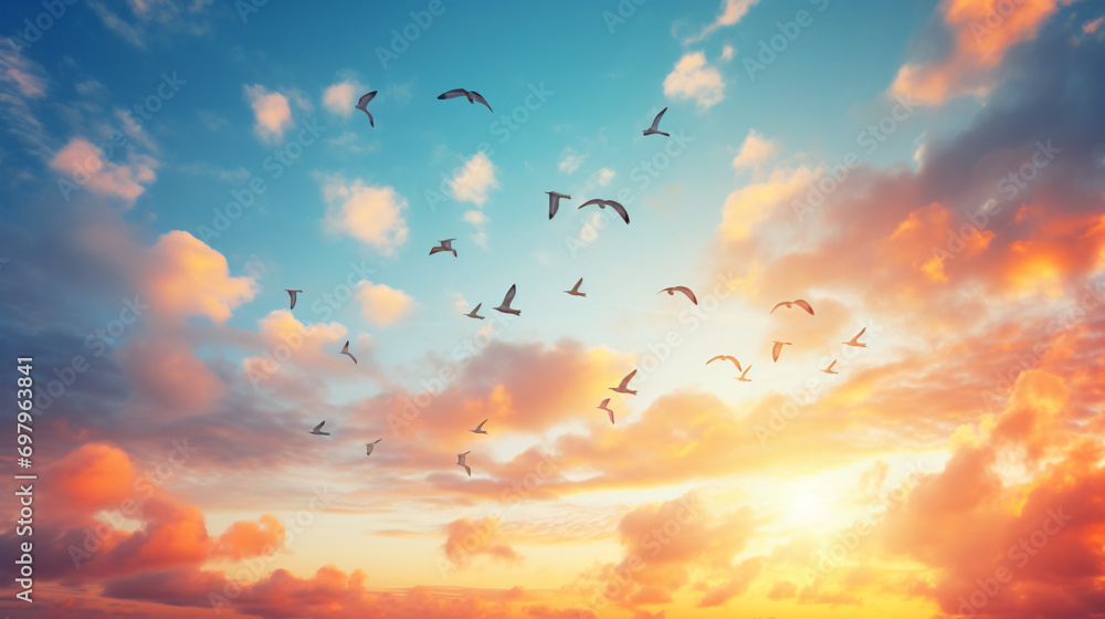 Abstract beautiful peaceful summer sky background - obrazy, fototapety, plakaty 