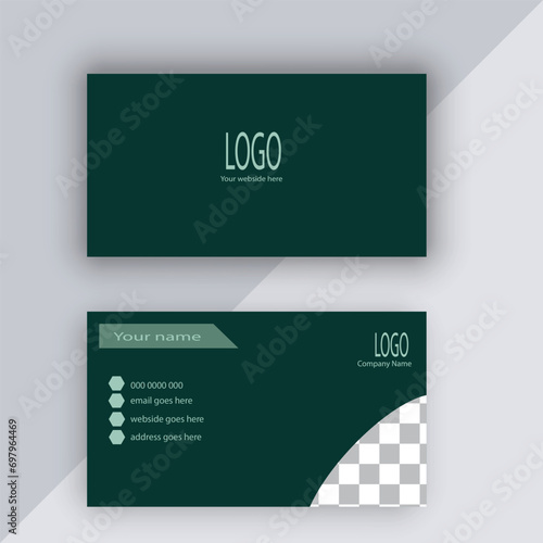
Business card design template, Visiting card,Minimal Business Card Layout with Dark green Accents