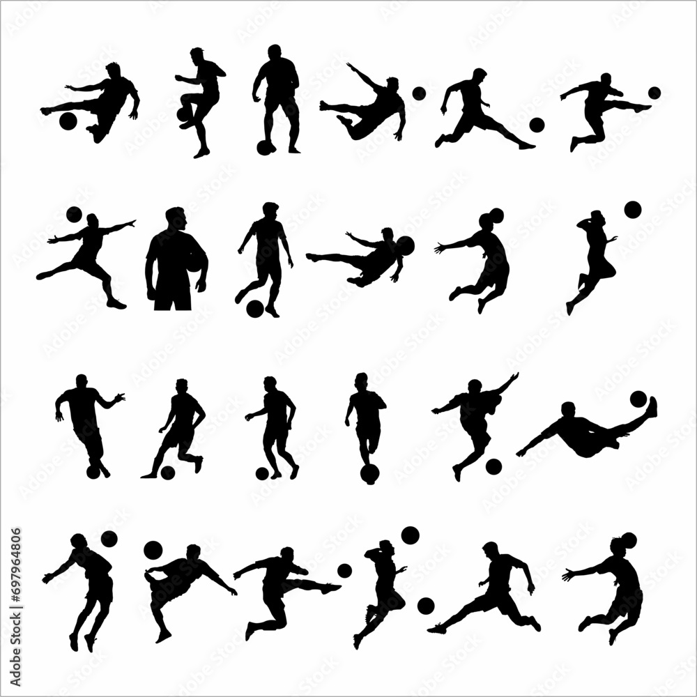 Football player silhouette collection Football player silhouette collection