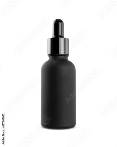 blank packaging black matt glass bottle for cosmetic dropper serum or beauty products design mock-up