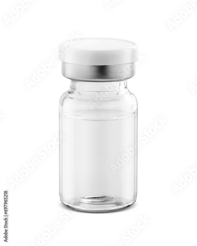 Blank clear glass bottle for Vaccine or health and medical package design mock-up