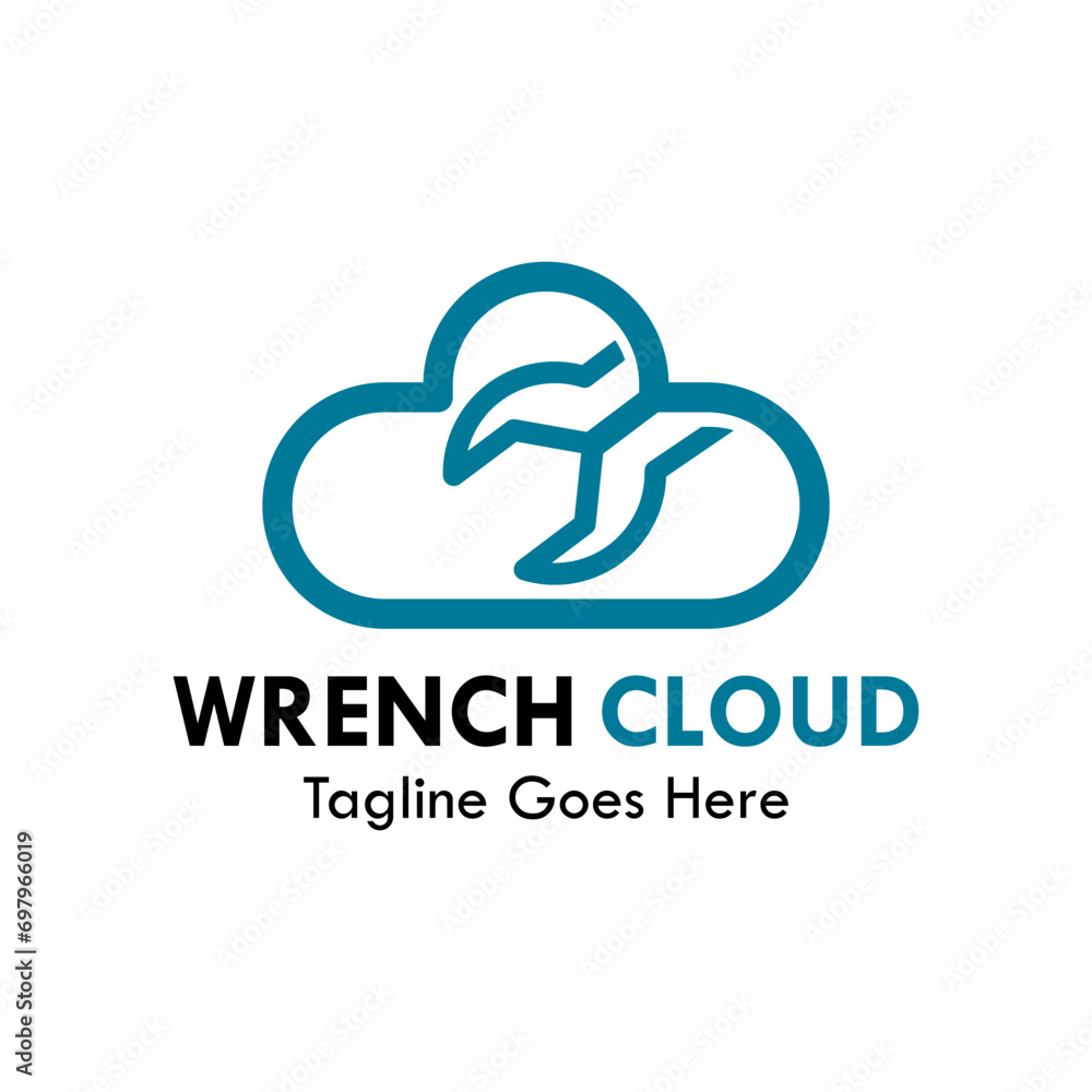 Wrench cloud design logo template illustration Wrench cloud design logo template illustration