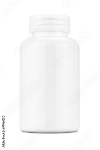 Blank packaging white plastic bottle for medicine or supplement product design mock-up