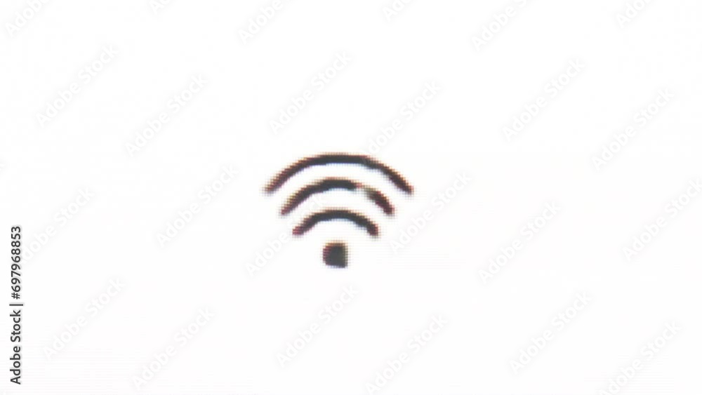 Wireless Wi-Fi signal icon glitch animation on a plain white background Dynamic Loop Wireless Wi-Fi signal icon glitch animation on a plain white background Dynamic Loop