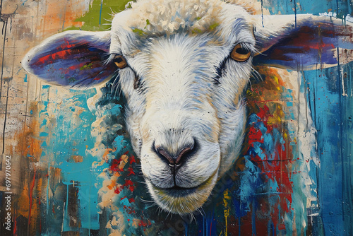 wall painting depicting a sheep photo
